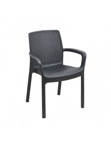 Silla apilable imitación rattan regina color antracita 61 x 54 x 82 cm