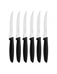 Cuchillos dentados para carne, plenus, negro, 6 uds
