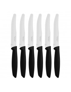 Cuchillos dentados para carne punta redonda, plenus, negro, 6 uds