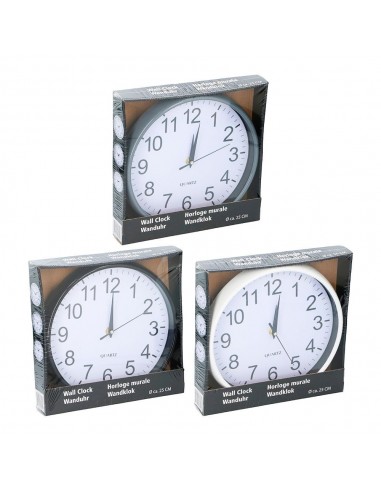 Reloj de pared ø25x3cm 3 colores surtidos