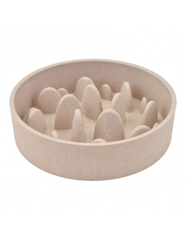 Comedero bambú slow beige, 400 ml, ø14,5 x 14,5 x 4 cm