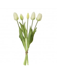Ramo de tulipanes blancos de polipropileno, 15 x 15 x 40 cm
