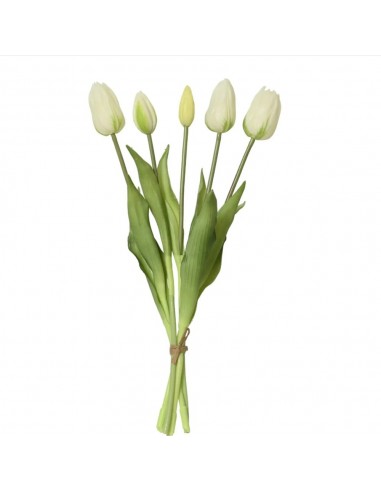 Ramo de tulipanes blancos de polipropileno, 15 x 15 x 40 cm