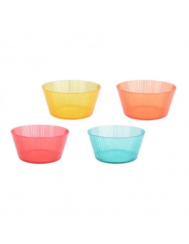 Cuenco reutilizable de rayas en relieve 800 ml, ø15 x 7 cm, colores surtidos, 4 uds
