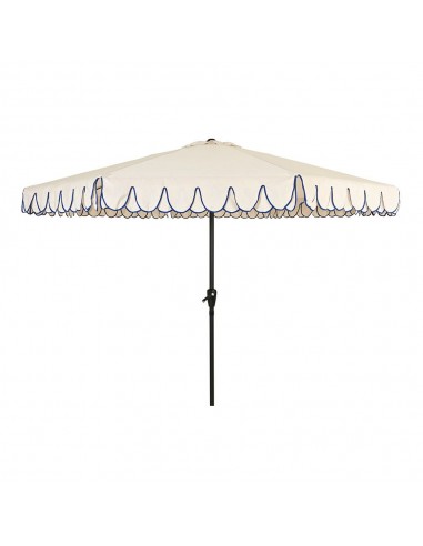 Parasol para jardín, beige con ribete azul, ø270 x 235 cm