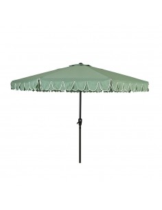 Parasol para jardín, verde con ribete blanco, ø270 x 235 cm