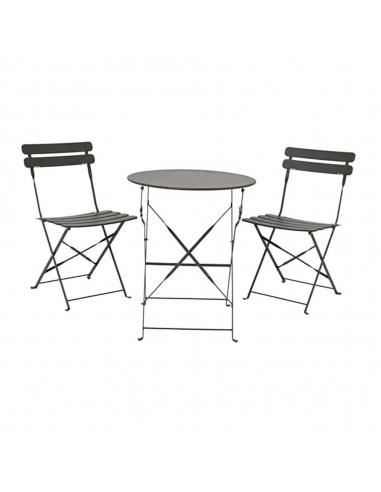 Conjunto de mesa y 2 sillas helsingborg, plegables, de acero, gris antracita