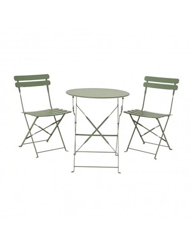 Conjunto de mesa y 2 sillas helsingborg, plegables, de acero, verde