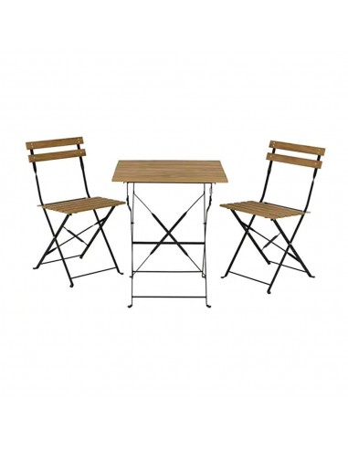 Conjunto de mesa y 2 sillas leeds, plegables, madera, marrón