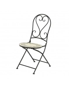 Silla metálica/mosaico plegable atenas color negro para exterior ø39 x 52 x 92,5 cm