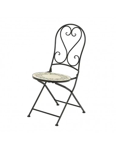 Silla metálica/mosaico plegable atenas color negro para exterior ø39 x 52 x 92,5 cm