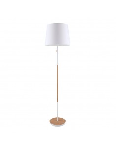 Lámpara de pie, e27, madera+blanco, ø400 x 1570 mm