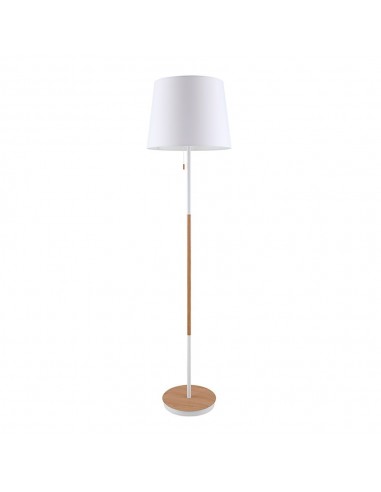 Lámpara de pie, e27, madera+blanco, ø400 x 1570 mm