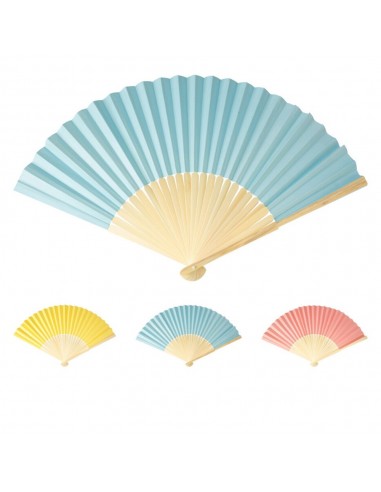 Abanico plegable de papel y bambú, colores surtidos, ø45 x 26,5 cm