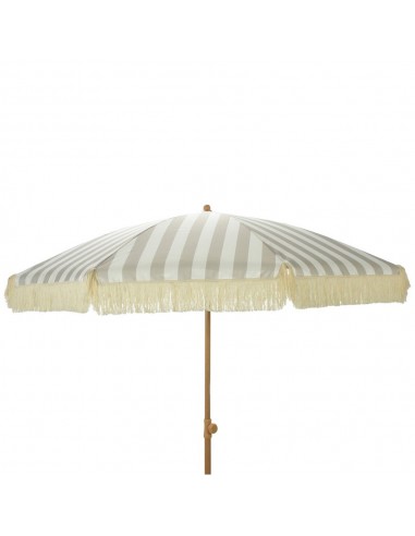 Parasol para jardín, rayas taupe y blanco con flecos, ø183 x 200 cm