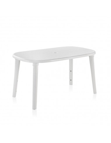 Mesa ovalada cancún, color blanco, para exterior, 140 x 80 x 73 cm