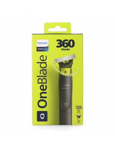 Afeitadora one blade 360°, con 3 peines guía, resistente al agua