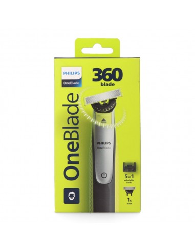Afeitadora one blade 360°, con peine ajustable 5 en 1, resistente al agua