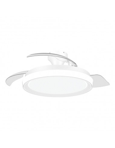Ventilador de techo con aspas retráctiles, led 3 cct, motor dc 28 w + led 35 w, modelo bliss, blanco / estrellado, ø106 cm