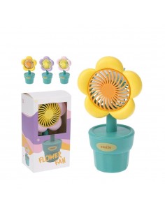 Ventilador de sobremesa, recargable, 3 w, con forma de flor, colores surtidos, 8 x 6 x 15,5 cm