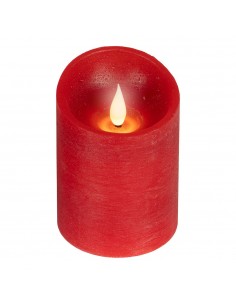 Vela de cera led, con parte superior curva, color rojo ø7,5 x 10,5 cm