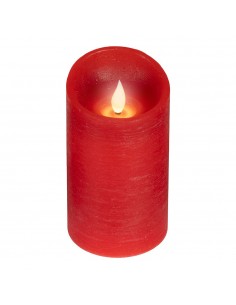 Vela de cera led, con parte superior curva, color rojo ø7,5 x 12,5 cm