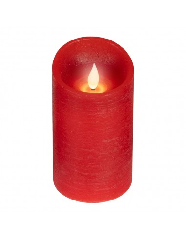 Vela de cera led, con parte superior curva, color rojo ø7,5 x 12,5 cm