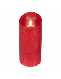 Vela de cera led, con parte superior curva, color rojo ø7,5 x 17 cm