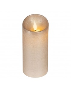 Vela de cera led, con parte superior curva, color dorado ø7,5 x 17 cm