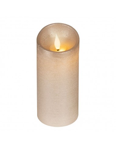Vela de cera led, con parte superior curva, color dorado ø7,5 x 17 cm