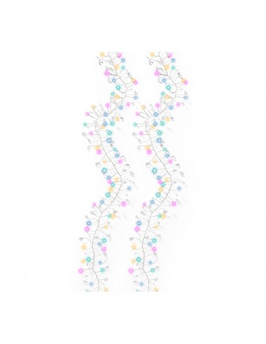 Guirnalda micro led multicolor de interior con cristales y alambre plateado 1,2 m