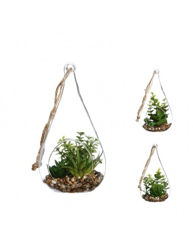 Jarrón colgante de cristal con planta decorativa 10 x 19,5 cm colores / modelos surtidos