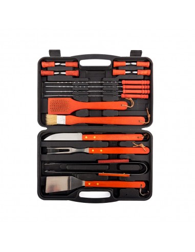 Maletín con utensilios para barbacoa, 18 piezas