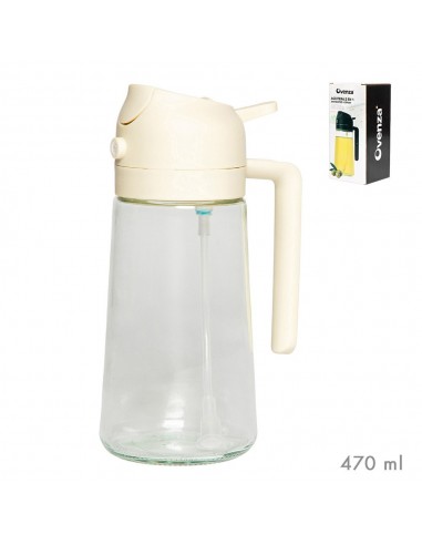 Aceitera 2 en 1 antigoteo/ spray, beige, 430 ml