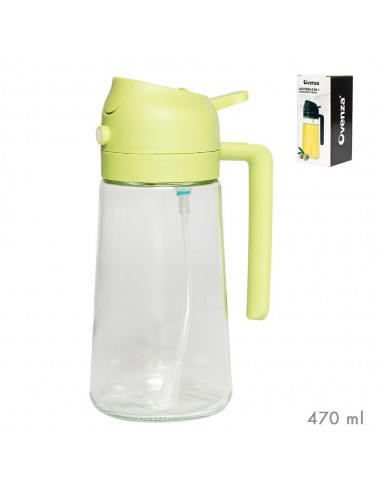 Aceitera 2 en 1 antigoteo/ spray, verde, 430 ml