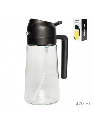 Aceitera 2 en 1 antigoteo/ spray, negra, 430 ml