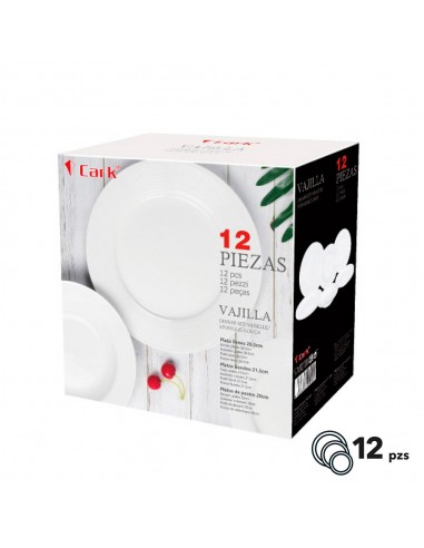 Vajilla blanca clásica, 12 piezas