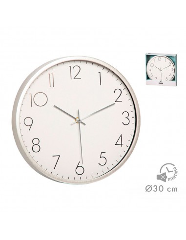 Reloj pared gris/blanco, ø30 cm