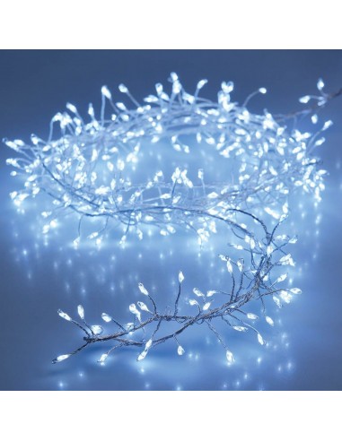 Guirnalda a pilas, función fija, uso interior, tipo espino, blanco frío, 100 leds, 1,50 m