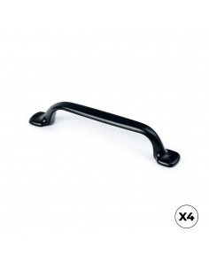 Tirador de mueble tipo asa, modelo 580, de zamak con acabado negro mate, 96 mm, blíster 4 uds