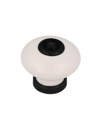 Pomo para mueble, modelo 824, de porcelana y metal con acabado negro mate y blanco, ø31 mm