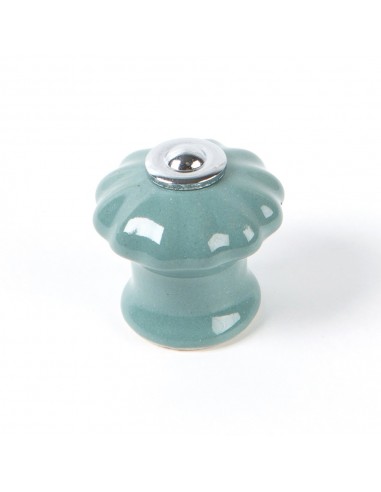 Pomo para mueble, modelo e524, de porcelana y acero con acabado azul grisáceo, ø28 mm
