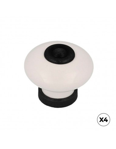 Pomo para mueble, modelo 824, de porcelana y metal con acabado negro mate y blanco, ø31 mm, blíster 4 uds