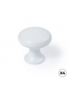 Pomo para mueble, modelo 760, de zamak con acabado blanco mate, ø20 mm, blíster 4 uds