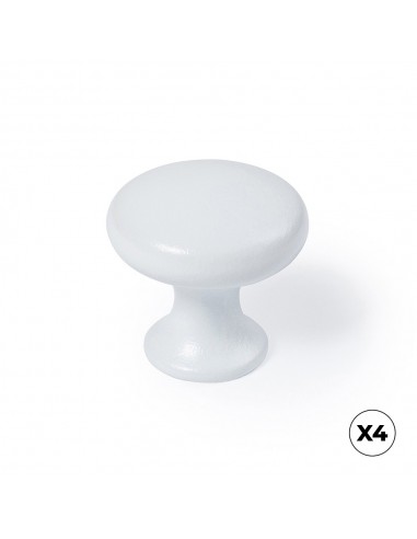 Pomo para mueble, modelo 760, de zamak con acabado blanco mate, ø20 mm, blíster 4 uds