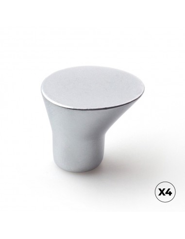 Pomo para mueble, modelo 762, de zamak con acabado cromo mate, ø16 mm, blíster 4 uds