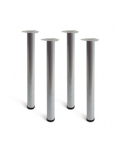 Pata cilíndrica de mesa, modelo 4406, de acero en color aluminio, ø60 x 710 mm, 4 uds