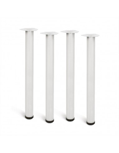 Pata cilíndrica de mesa, modelo 4406, de acero en color blanco, ø60 x 710 mm, 4 uds