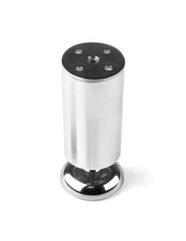 Pata redonda de aluminio, regulable, modelo 413, con acabado cromo brillo, ø50 x 150/155 mm