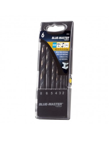 Brocas din338 hss-co split point/antislip inox ø2-8 mm, juego 6 piezas